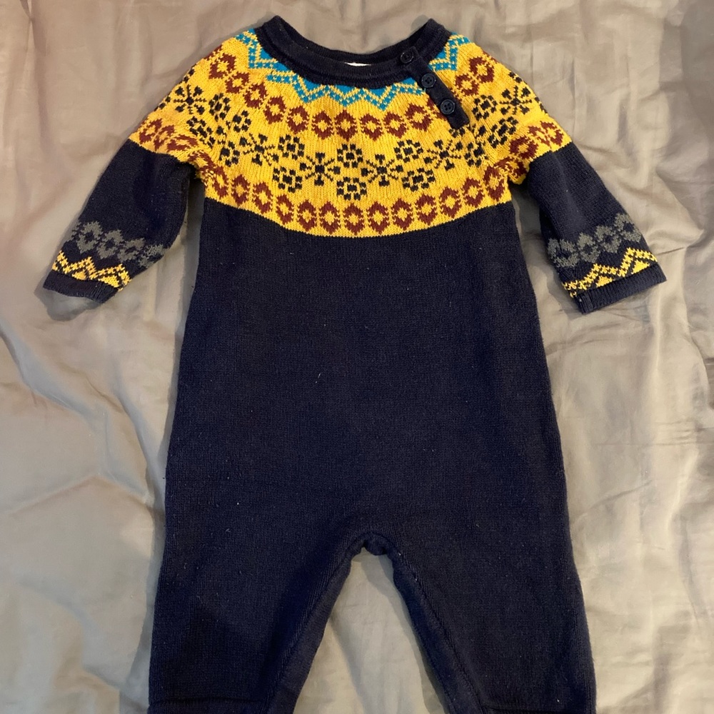 Hanna Andersson, size 70/ 6-12M, fair isle sweater romper